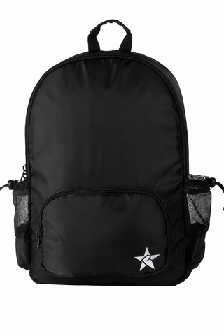Satin in Black Rebel Raven Backpack with Black Zipper