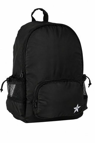 Satin in Black Rebel Raven Backpack with Black Zipper