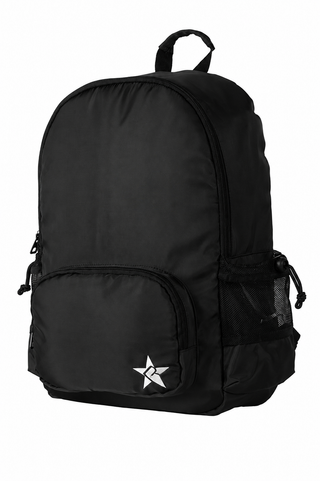 Satin in Black Rebel Raven Backpack with Black Zipper
