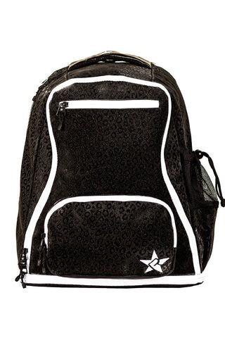 Leopard in Black Rebel Dream Bag Plus with White Zipper