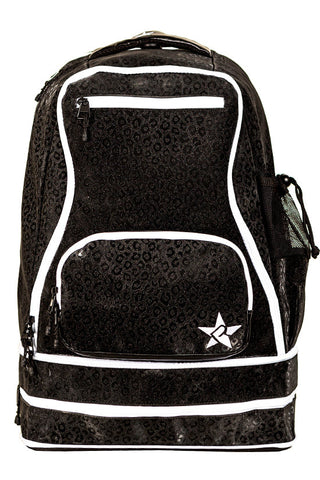 Leopard in Black Rebel Dream Bag Plus with White Zipper