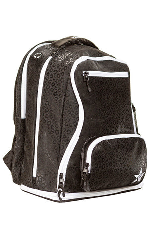 Leopard in Black Rebel Dream Bag Plus with White Zipper