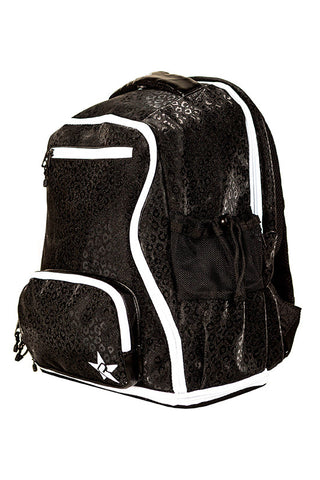 Leopard in Black Rebel Dream Bag Plus with White Zipper
