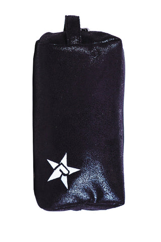 Faux Suede in Black Rebel Makeup Bag with Black Zipper