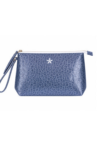 Leopard in Steel Blue Rebel Beauty Bag